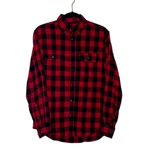 Faded Glory red plaid button down long sleeves men shirt size small